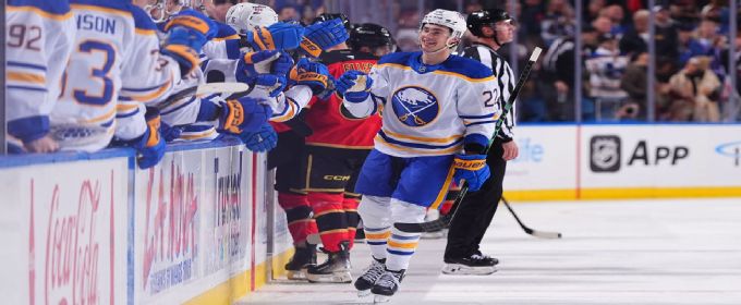 Sabres take first lead of the season on shot off glass
