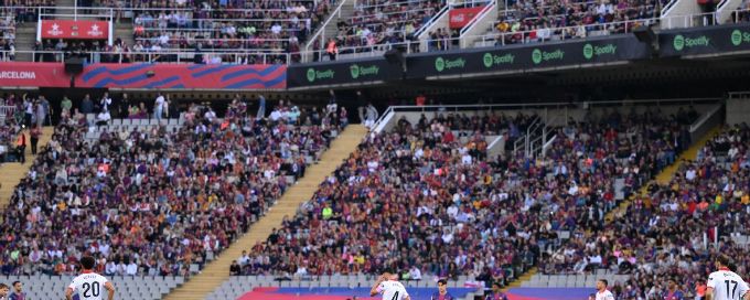 Barcelona match paused in protest against match in Miami