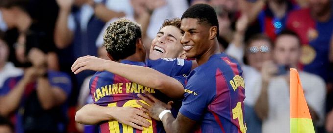 Fermín hat trick, Rashford brace lead Barça rout of Olympiacos