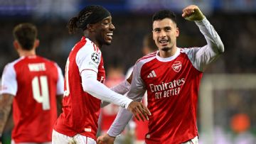 Noni Madueke nets twice as Arsenal march past Club Brugge
