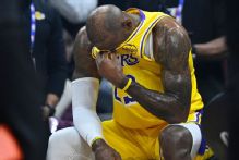 LeBron James tears up over tribute video as Lakers face Cavs