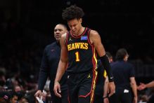 Hawks' Jalen Johnson exits win with first-quarter hip injury