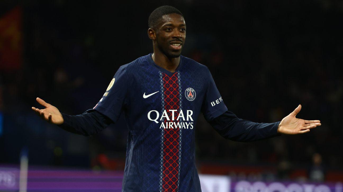 Ousmane Dembélé scored twice as Paris Saint-Germain beat Toulouse.