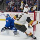 Avs' Bednar taken to hospital after puck hits face