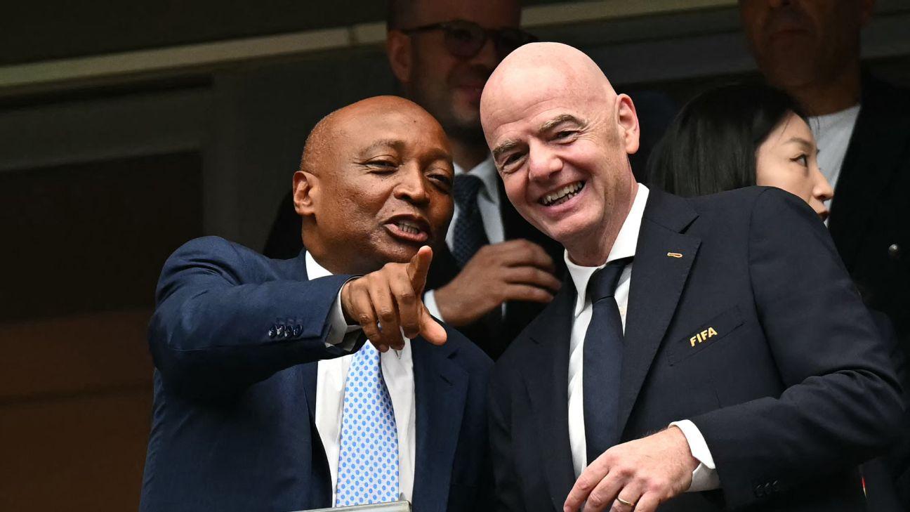 Patrice Motsepe (left) visited Africa Cup of Nations 2027 co-hosts Tanzania, Kenya and Uganda this month.