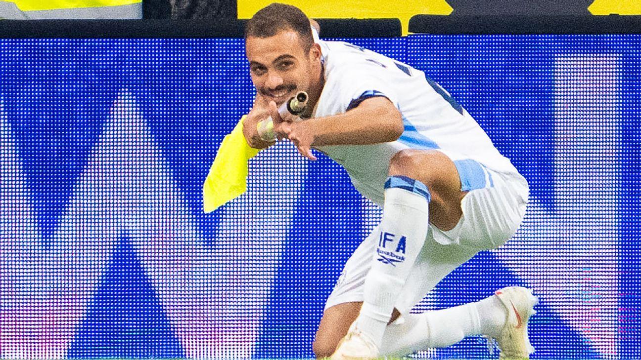 Saied Abu Farchi was sent off as a result of his goal celebration in Israel's defeat to Austria.