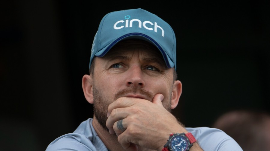 England head coach Brendon McCullum looks on during the fifth Test against India — Article image accompanying The best and the worst of Bazball on WagerUp Sports News. England head coach Brendon McCullum looks on during the fifth Test against India — Article image accompanying The best and the worst of Bazball on WagerUp Sports News.