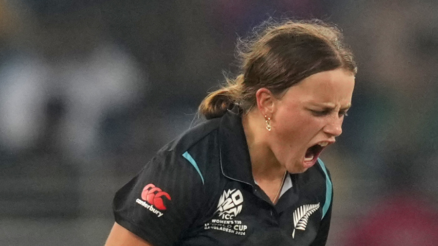 Eden Carson exults after dismissing Marizanne Kapp — Article image accompanying Carson back in NZ squad for Australia T20Is; James, Rowe, Penfold recalled on WagerUp Sports News.