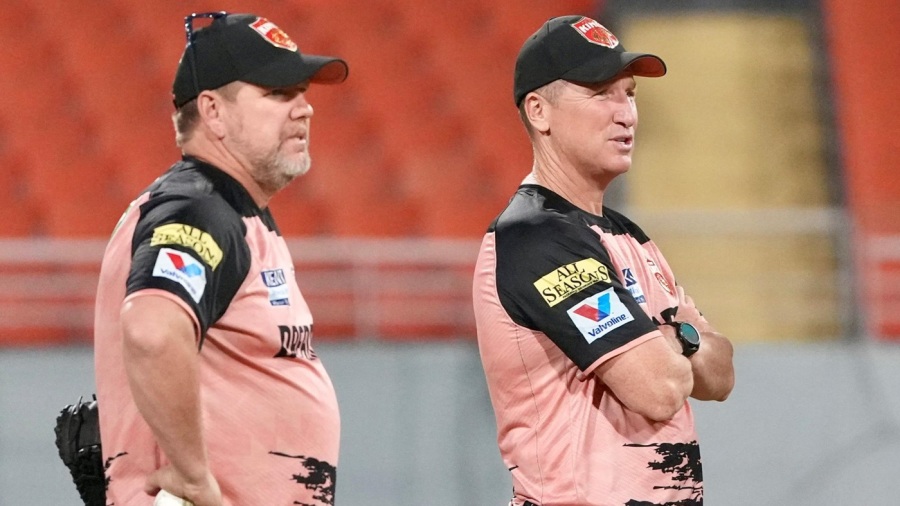 Coaches James Hopes and Brad Haddin watch training — Article image accompanying Hopes and Haddin depart Punjab Kings coaching staff on WagerUp Sports News. Coaches James Hopes and Brad Haddin watch training — Article image accompanying Hopes and Haddin depart Punjab Kings coaching staff on WagerUp Sports News.
