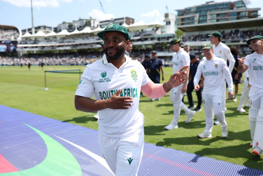 Temba Bavuma leads South Africa's celebrations — Article image accompanying Temba Bavuma: 'When you play Australia, you play against what it means to be Australian' on WagerUp Sports News. Temba Bavuma leads South Africa's celebrations — Article image accompanying Temba Bavuma: 'When you play Australia, you play against what it means to be Australian' on WagerUp Sports News.