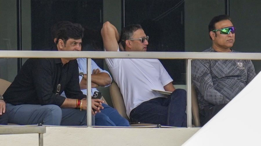 [L to R] Subroto Banerjee, Ajit Agarkar and VVS Laxman keep an eye on proceedings — Article image accompanying No miscommunication between BCCI CoE and Indian team management, says Laxman on WagerUp Sports News.