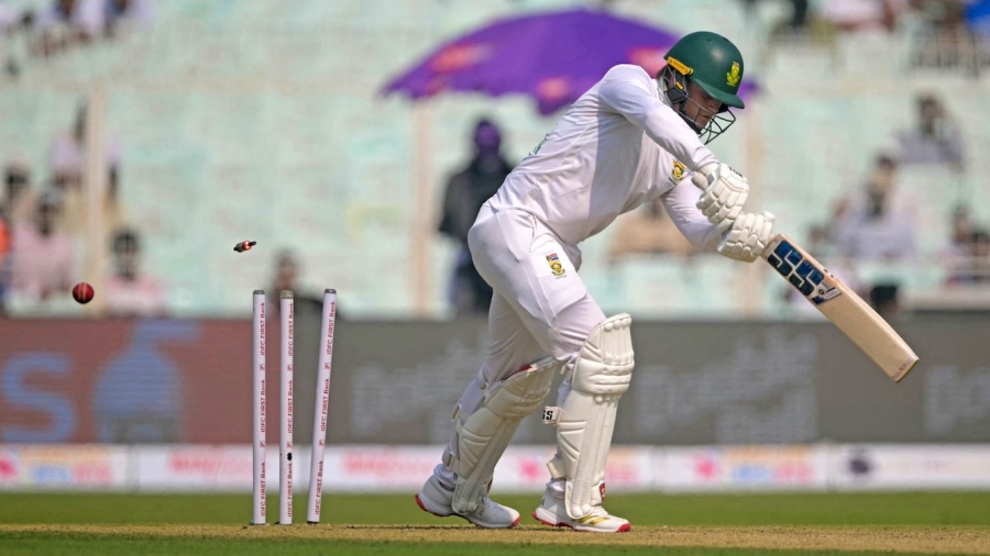 Ryan Rickelton's stumps are left in a mess — Article image accompanying Rabada's back to bolster South Africa as Australia chase series win on WagerUp Sports News. Ryan Rickelton's stumps are left in a mess — Article image accompanying Rabada's back to bolster South Africa as Australia chase series win on WagerUp Sports News.