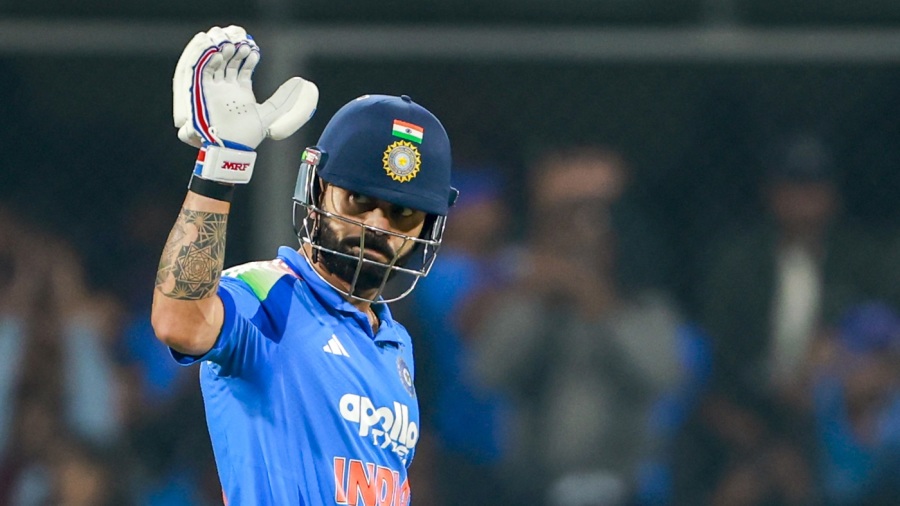 Virat Kohli acknowledges the crowd after reaching his fifty — Article image accompanying Kohli has 'unfinished business' at his 'last World Cup' in 2027 on WagerUp Sports News. Virat Kohli acknowledges the crowd after reaching his fifty — Article image accompanying Kohli has 'unfinished business' at his 'last World Cup' in 2027 on WagerUp Sports News.