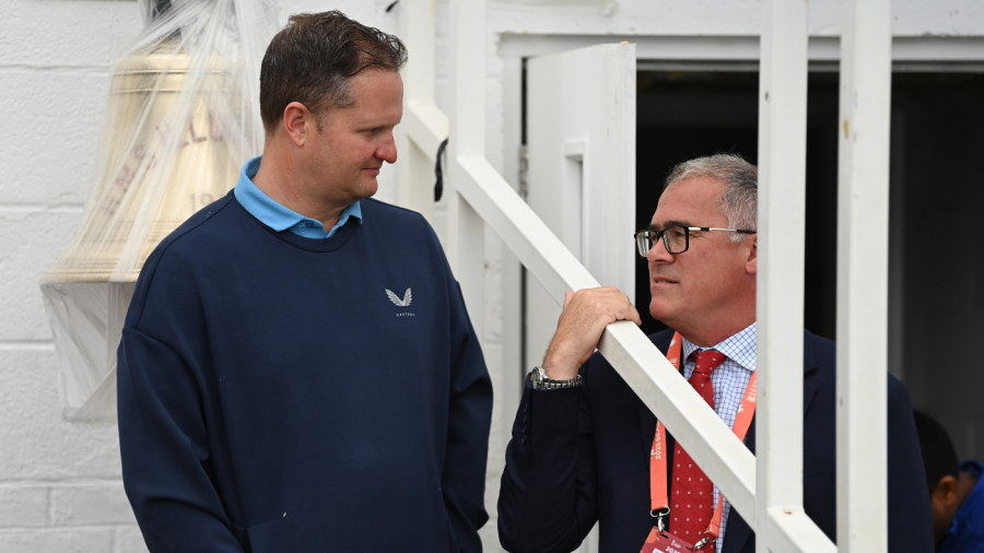Rob Key and Richard Gould, pictured during the fifth Test against India at the Kia Oval — Article image accompanying Gould backs Key to continue as England MD despite McCullum sacking on WagerUp Sports News. Rob Key and Richard Gould, pictured during the fifth Test against India at the Kia Oval — Article image accompanying Gould backs Key to continue as England MD despite McCullum sacking on WagerUp Sports News.
