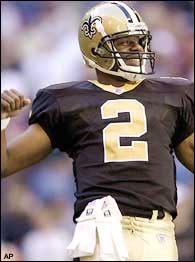 Aaron Brooks of the New Orleans Saints throws against the