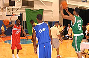 The rookies shoot around during down time.