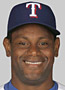 The Texas Rangers' Sammy Sosa gestures during a ceremony to honor him in  for his 600th home run prior to the game against the Cleveland Indians at  Rangers Ballpark in Arlington, Texas