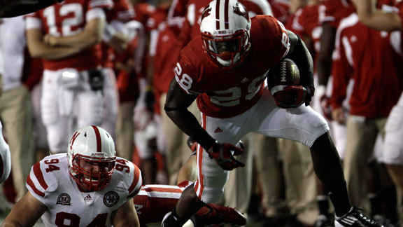 Oct. 1, 2011 - Madison, Wisconsin, U.S - Wisconsin quarterback Russell  Wilson #16 and the rest of the Wisconsin Badgers warm up prior to the start  of the Big-10 opener against Nebraska