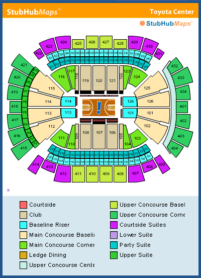 Toyota Center Detailed Seating Chart