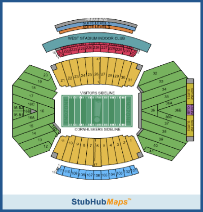 Nebraska Memorial Stadium Seating Chart With Rows And Seat N