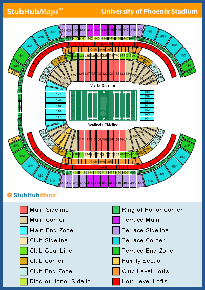 University Of Phoenix Stadium In Glendale Az Seating Chart