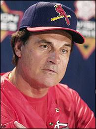 St. Louis Cardinals manager Tony La Russa watches a spring training  baseball game against the Florida Marlins Thursday, March 22, 2007, in  Jupiter, Fla. La Russa was arrested earlier this morning in