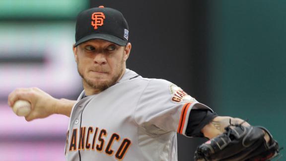 Jake Peavy takes no-hitter into 8th of Giants' 3-1 win (w/video)