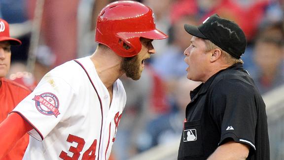 Bryce Harper: Ejection about batter's box, not argument with ump Hu.. -  ABC7 Los Angeles