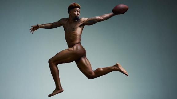 Odell Beckham Jr. poses without his 