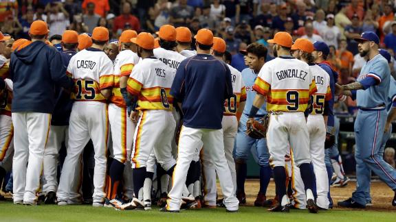 Odor homers, gets into testy exchange as Rangers beat Astros - ABC13