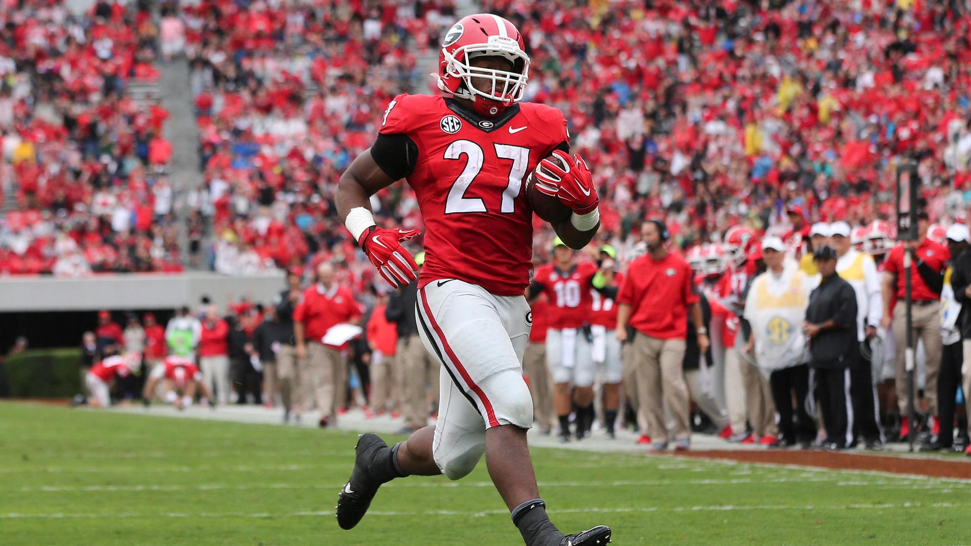 Nick Chubb ties Georgia Bulldogs mark with 12th straight 100-yard