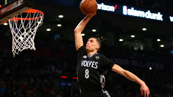 Timberwolves star Zach LaVine pulls off 360 dunk from foul line