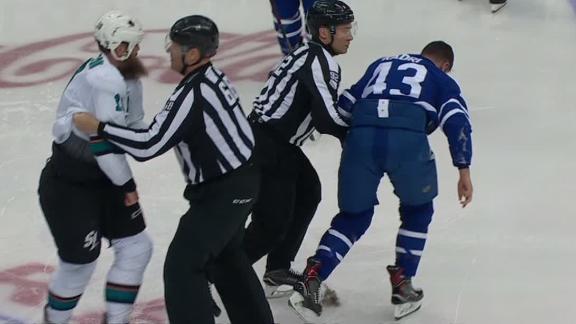 Kadri tugs at Thornton's beard, Maple Leafs beat Sharks ...