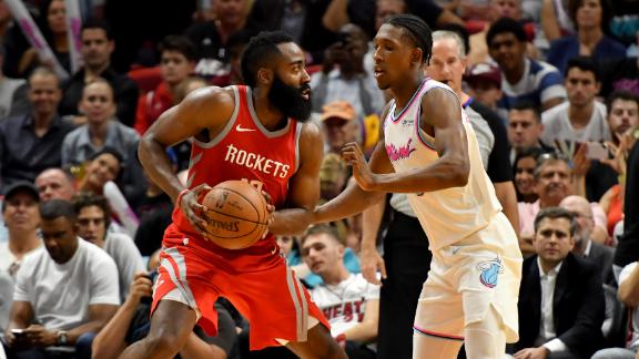 James Harden Scores 41 Points Rockets Beat Heat 109 101 Abc13