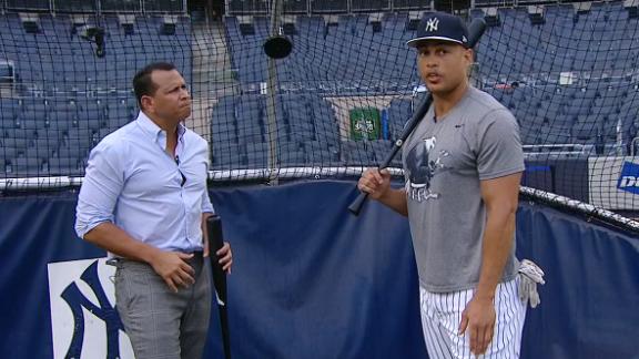 Aaron Judge begins taking cage swings off tee in his rehab