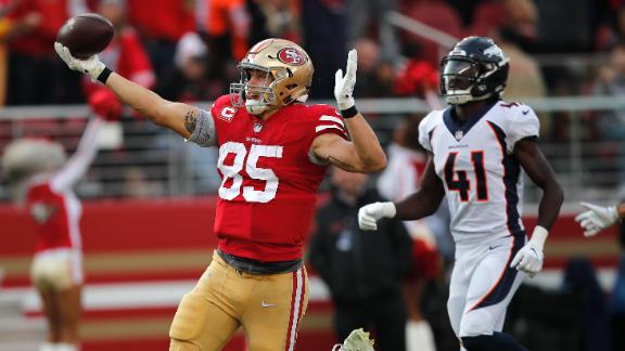 George Kittle's 85-yard touchdown reception helps lift 49ers