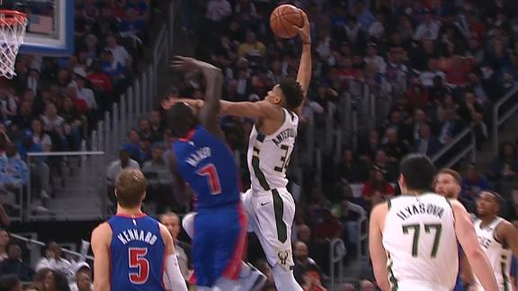 Giannis flushes dunk over Maker