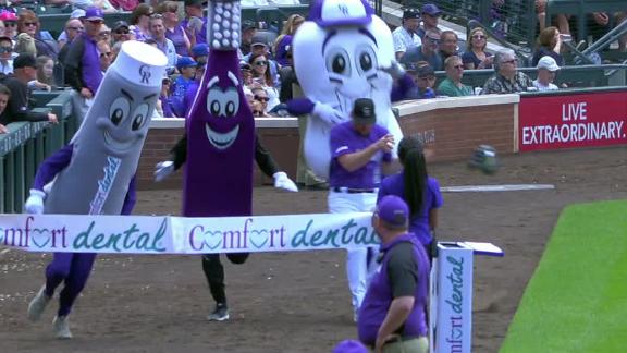 Murphy nearly collides with mascot