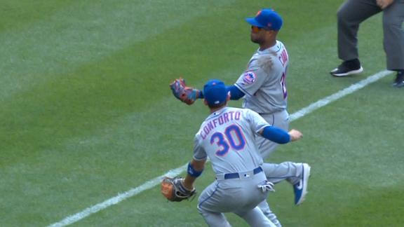 Conforto exits after collision with Cano