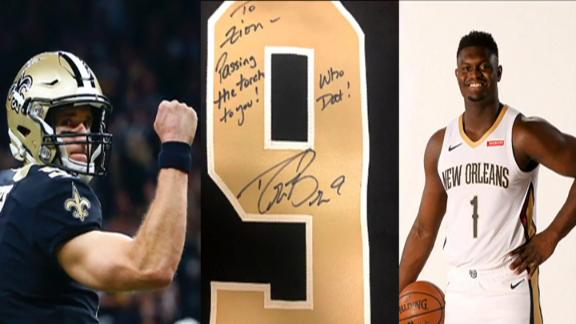 Drew Brees gave Zion Williamson a signed Saints jersey with a