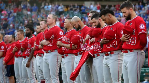 Angels' Mike Trout, Tommy La Stella wear 45 to honor Tyler Skaggs