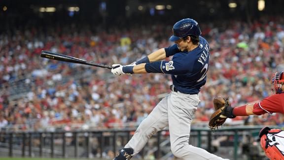 Yelich goes yard twice, Brewers tie club record with 7 HRs