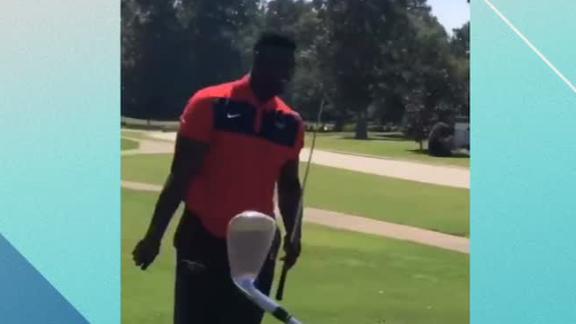 Zion Breaks Club On Golf Swing Espn Video