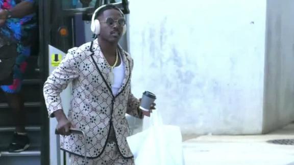 Antonio Brown arrives for game vs. Dolphins