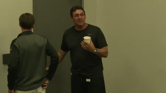 Rivera walks out of press conference when asked about Cam