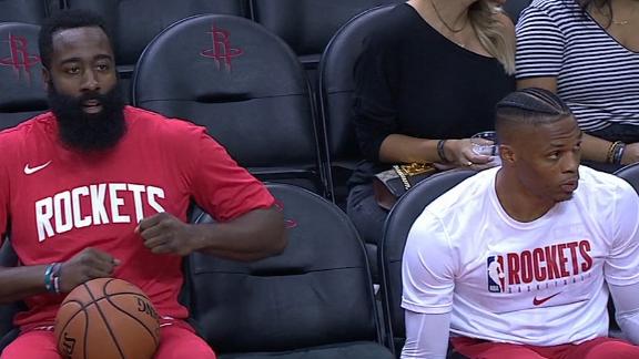 Harden, Russ catch a vibe pregame