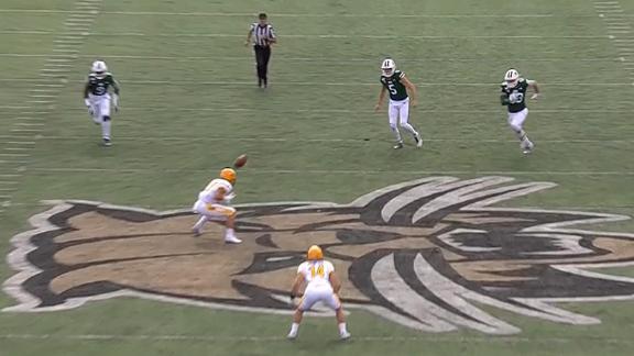 Ohio recovers kickoff after ball bounces off defender's helmet