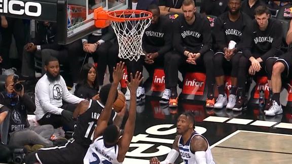 Kyrie sauces up-and-under, plus the foul