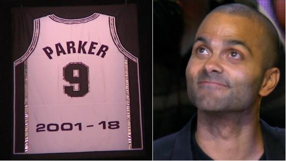 Spurs honor Parker with jersey retirement