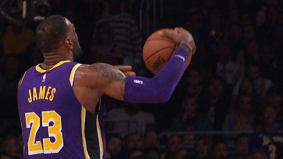 LeBron goes baseline for hammer dunk
